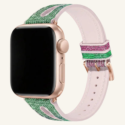 Bracelet Apple Watch silicone losange bleu-vert caméléon