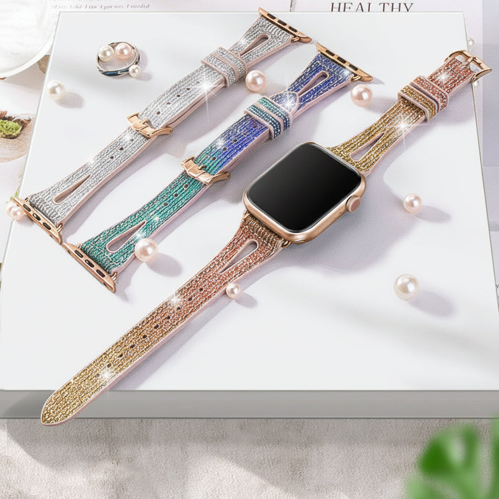 Bracelet Apple Watch silicone losange iridescent femme — L'Iridescente