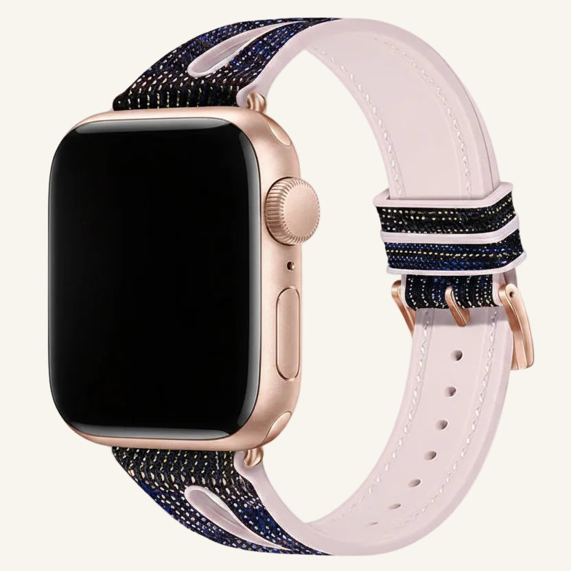 Bracelet Apple Watch silicone losange jaune argenté femme