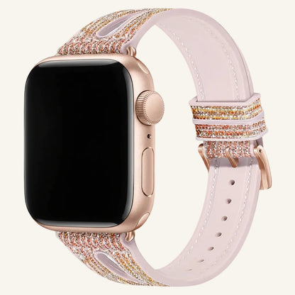 Bracelet Apple Watch silicone losange noir-or-bleu iridescent