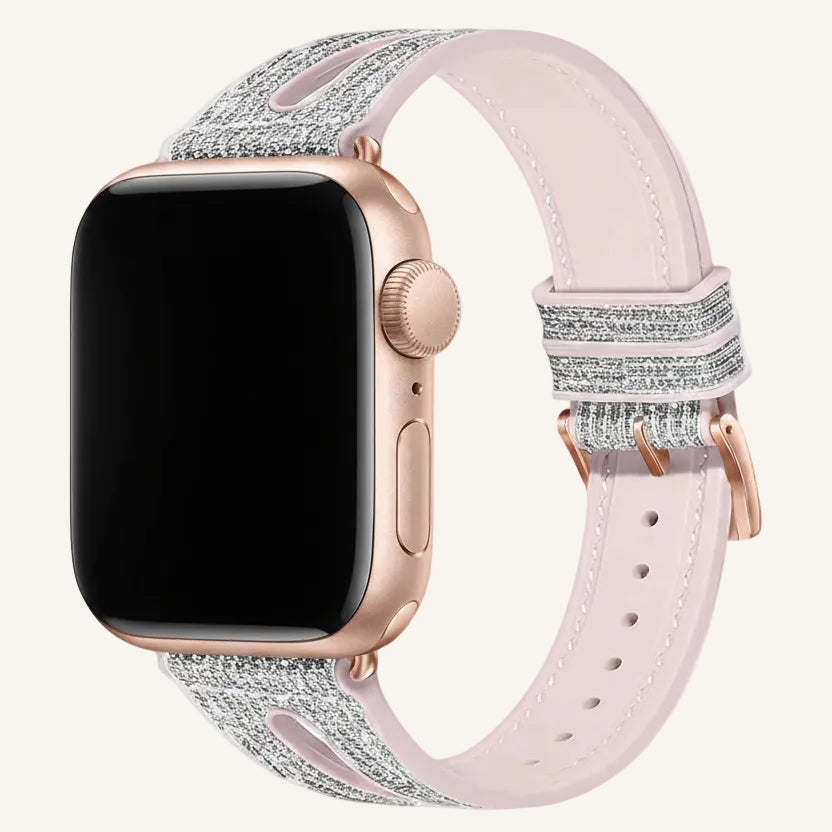 Bracelet Apple Watch silicone losange violet-vert iridescent
