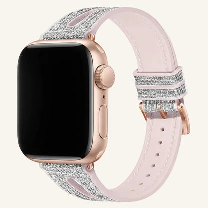 Bracelet Apple Watch silicone losange violet-vert iridescent