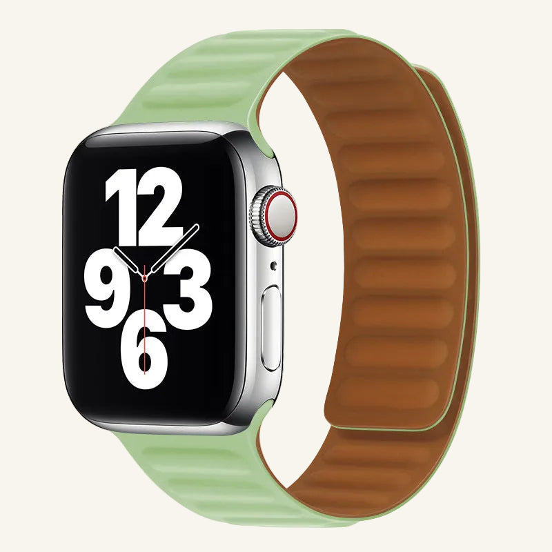 Bracelet Apple Watch silicone magnétique brun selle