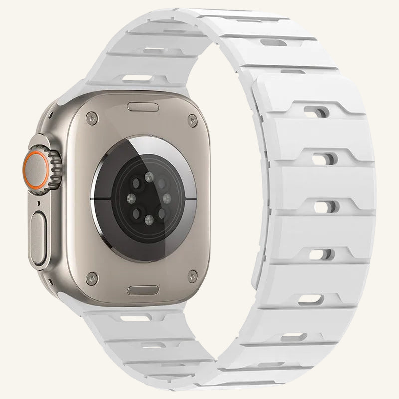Bracelet Apple Watch silicone magnétique gris olive et noir