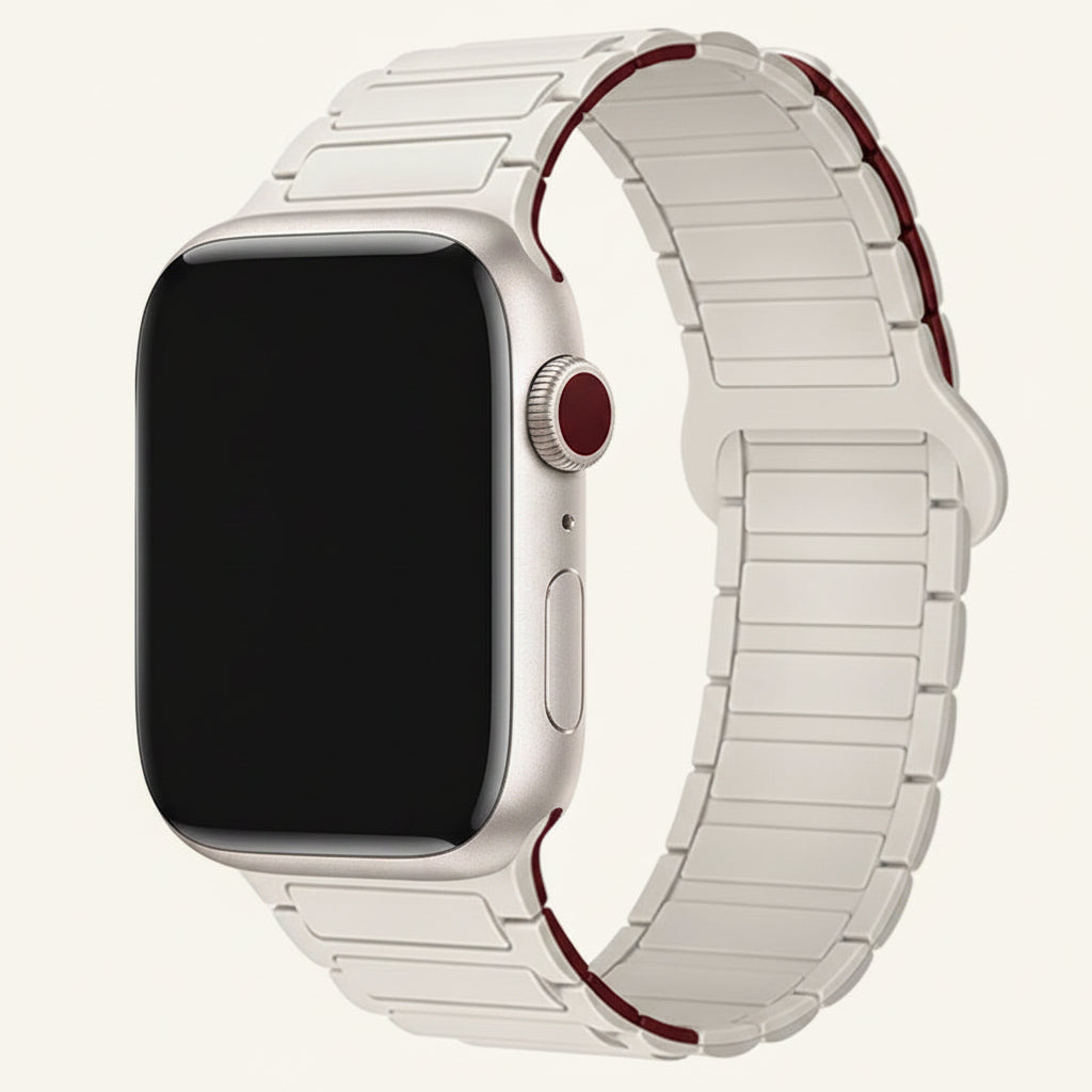 Bracelet Apple Watch silicone magnétique indigo et gris
