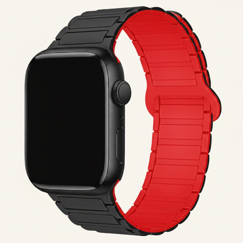 Bracelet Apple Watch silicone magnétique menthe et blanc