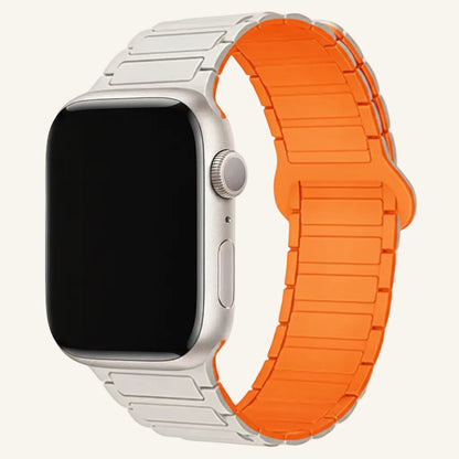 Bracelet Apple Watch silicone magnétique motif I porté au poignet