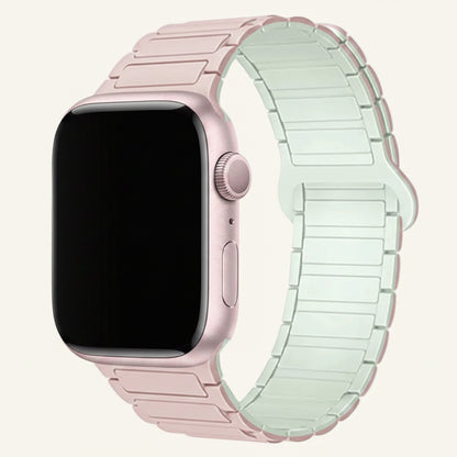Bracelet Apple Watch silicone magnétique noir et orange bicolore