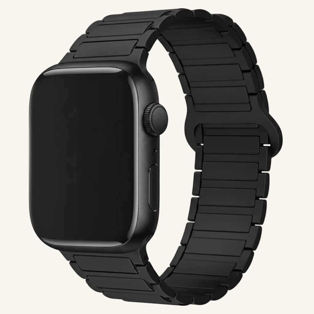 Bracelet Apple Watch silicone magnétique noir et vert foncé
