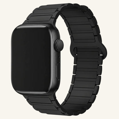 Bracelet Apple Watch silicone magnétique noir et vert foncé