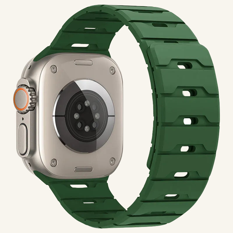 Bracelet Apple Watch silicone magnétique orange et noir bicolore