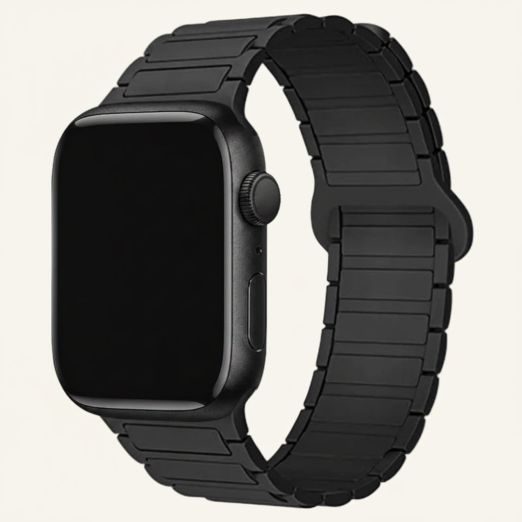 Bracelet Apple Watch silicone magnétique starlight et rouge vin