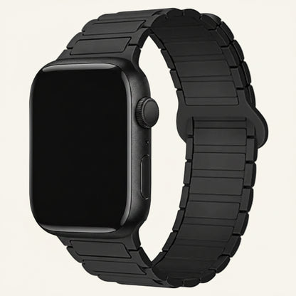 Bracelet Apple Watch silicone magnétique starlight et rouge vin