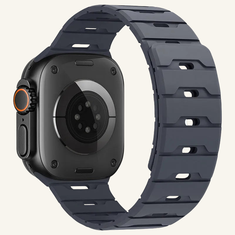 Bracelet Apple Watch silicone magnétique violet et sable rose