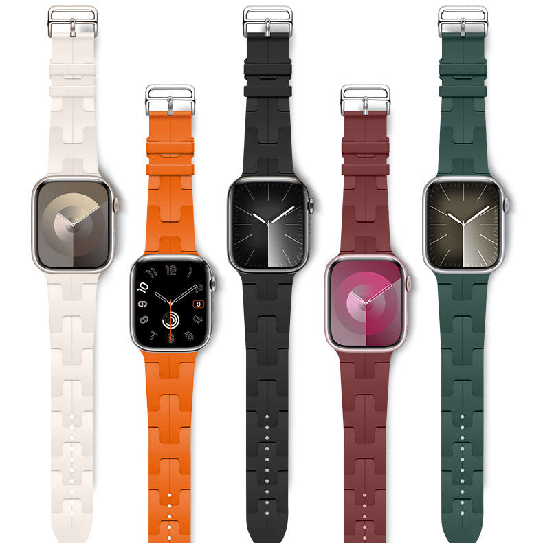 Bracelet Apple Watch silicone motif H géométrique — L'Emblème