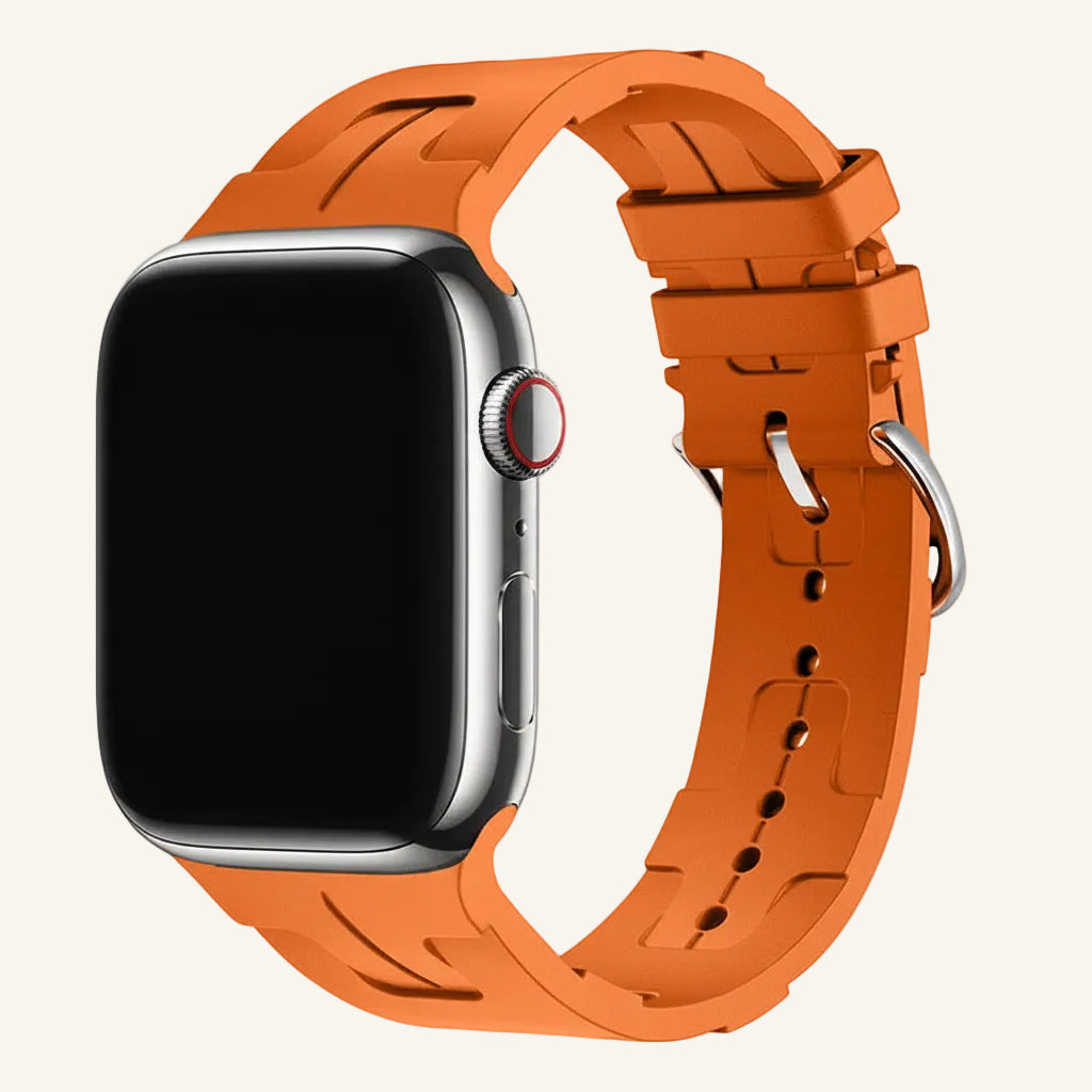 Bracelet Apple Watch silicone motif H rouge classique
