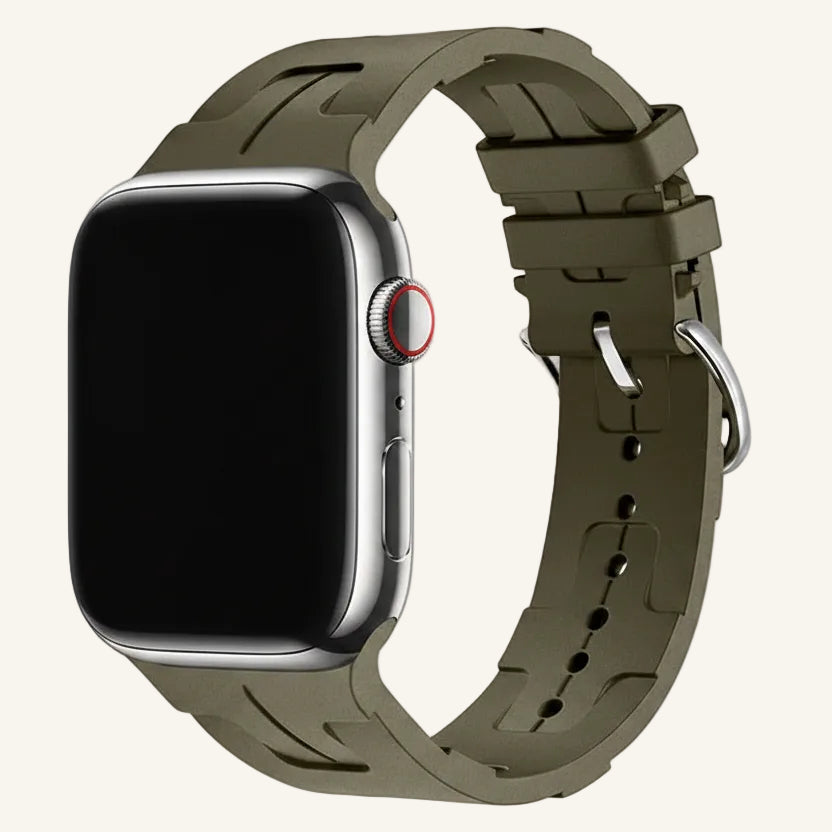 Bracelet Apple Watch silicone motif H thé au lait