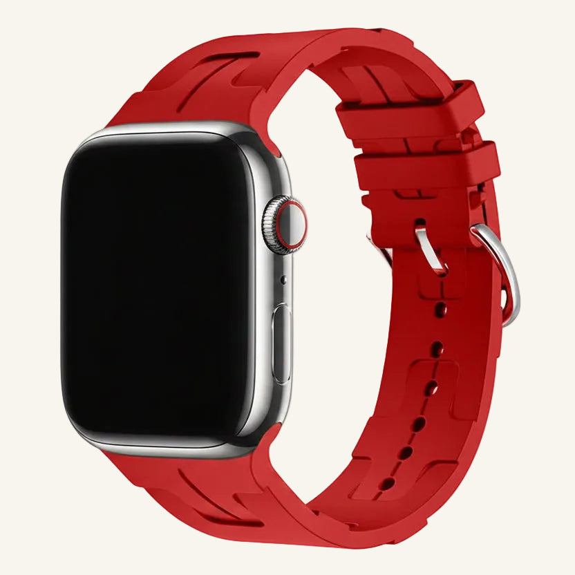 Bracelet Apple Watch silicone motif H violet fumé