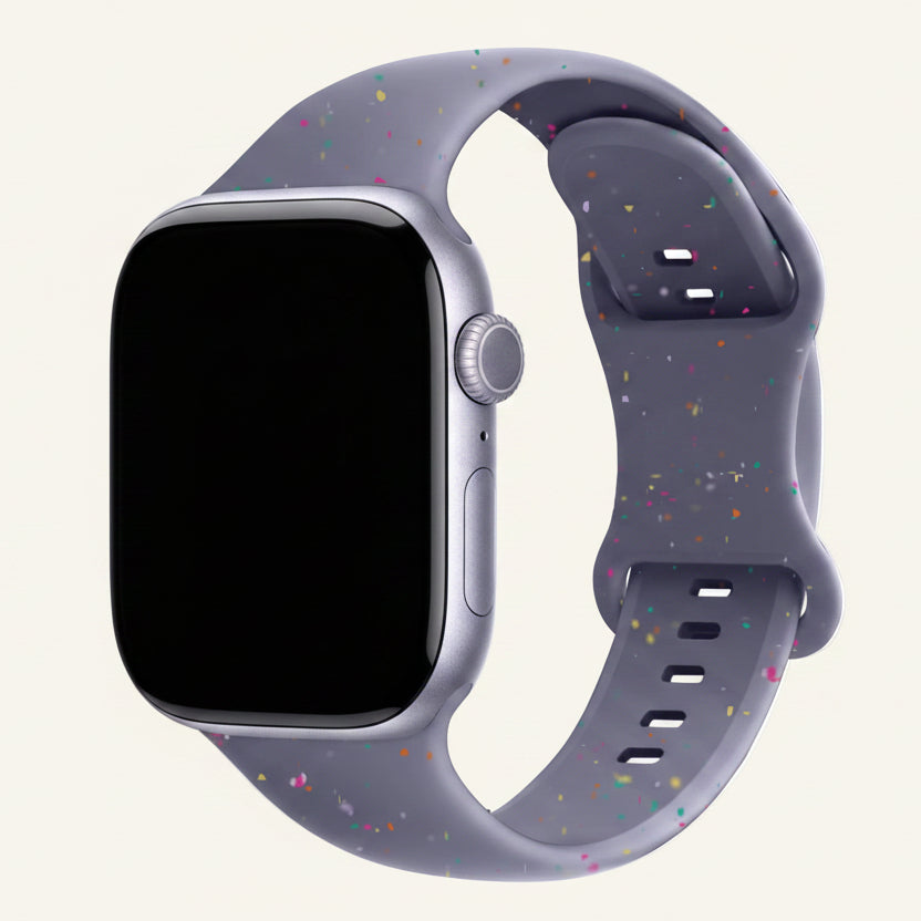 Bracelet Apple Watch silicone pastel noir et blanc femme
