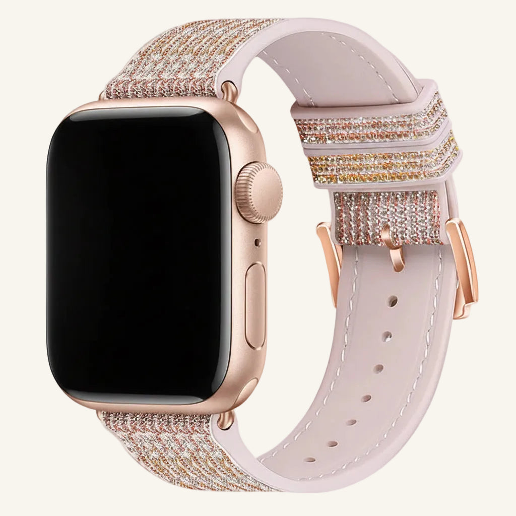 Bracelet Apple Watch silicone strass bleu-vert caméléon