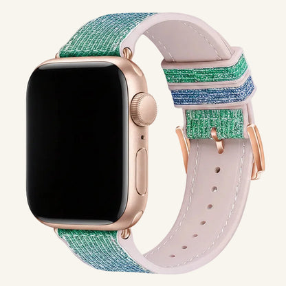 Bracelet Apple Watch silicone strass noir-or-bleu femme