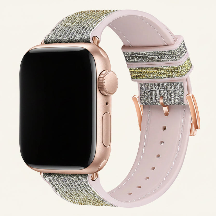 Bracelet Apple Watch silicone strass or rouge iridescent