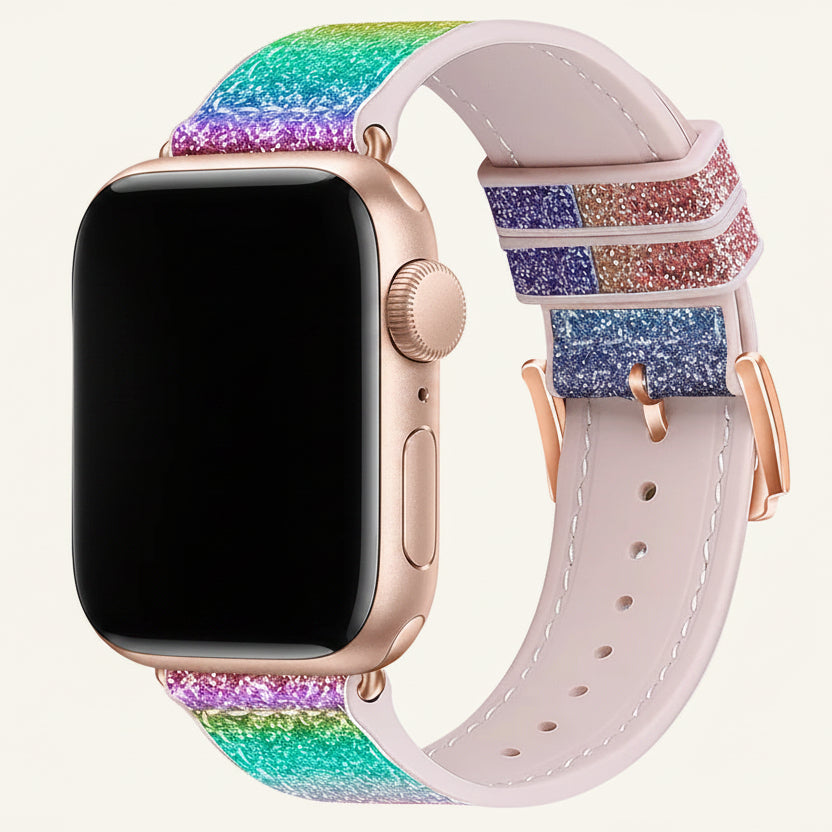 Bracelet Apple Watch silicone strass compatible Series SE et Ultra