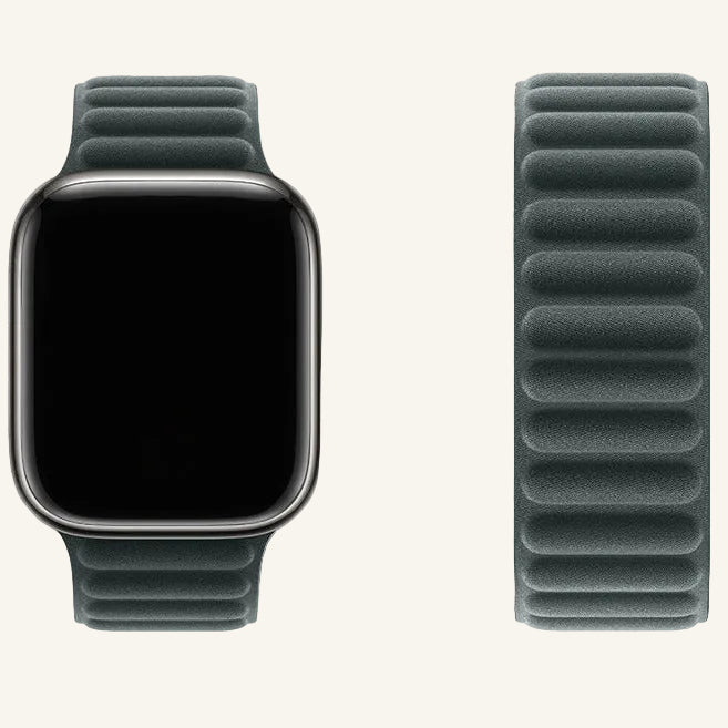 Bracelet Apple Watch tissu matelassé vert houx