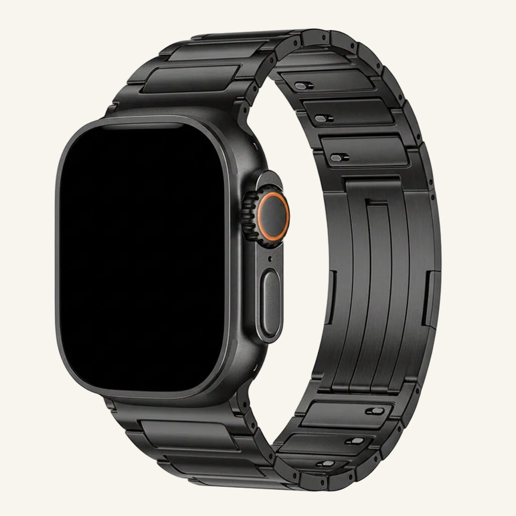Bracelet Apple Watch titane argent à maillons — vue détaillée