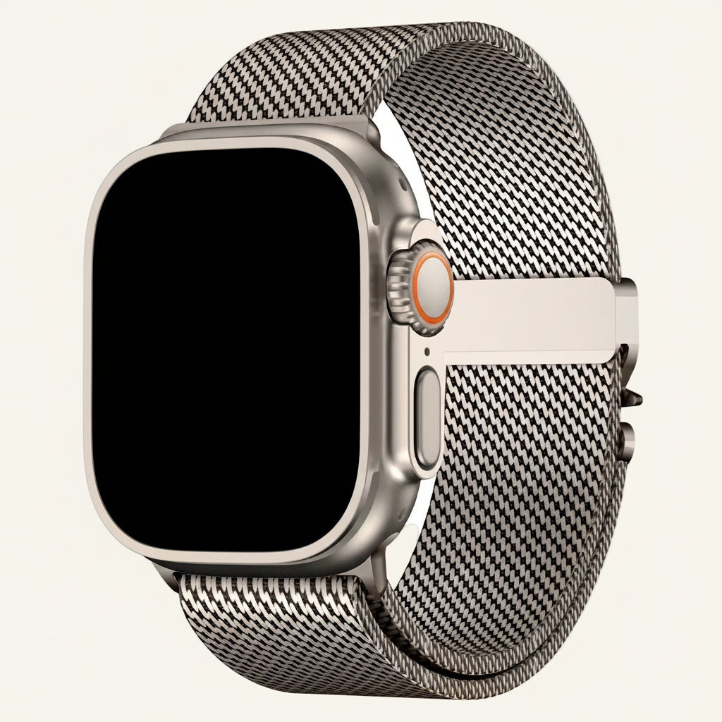 Bracelet Apple Watch titane léger 36 g maille milanaise DLC