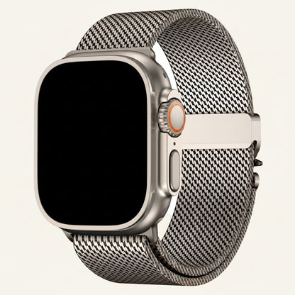 Bracelet Apple Watch titane léger 36 g maille milanaise DLC