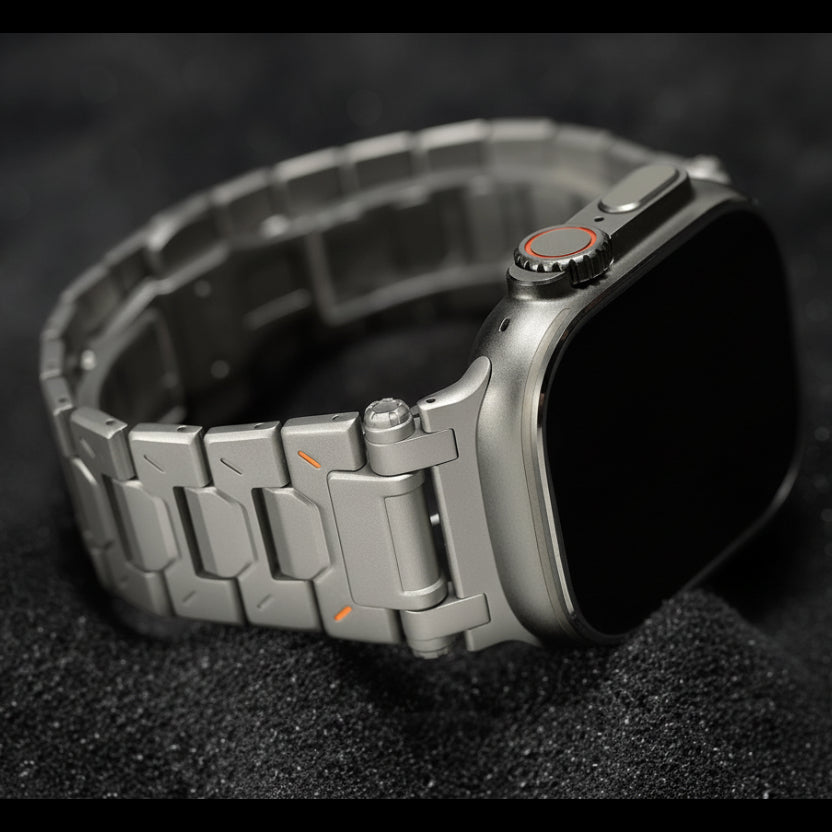 Bracelet Apple Watch titane naturel à maillons — Le Titane Aventure