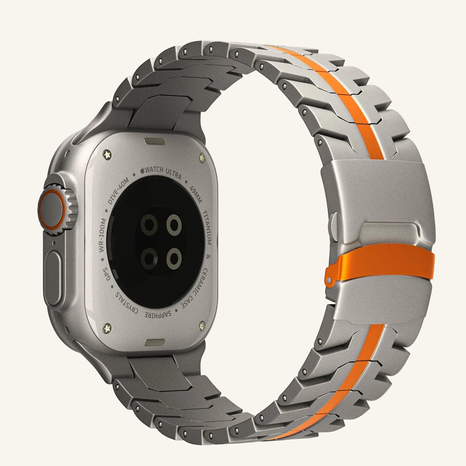 Bracelet Apple Watch titane orange à maillons — Le Colosse