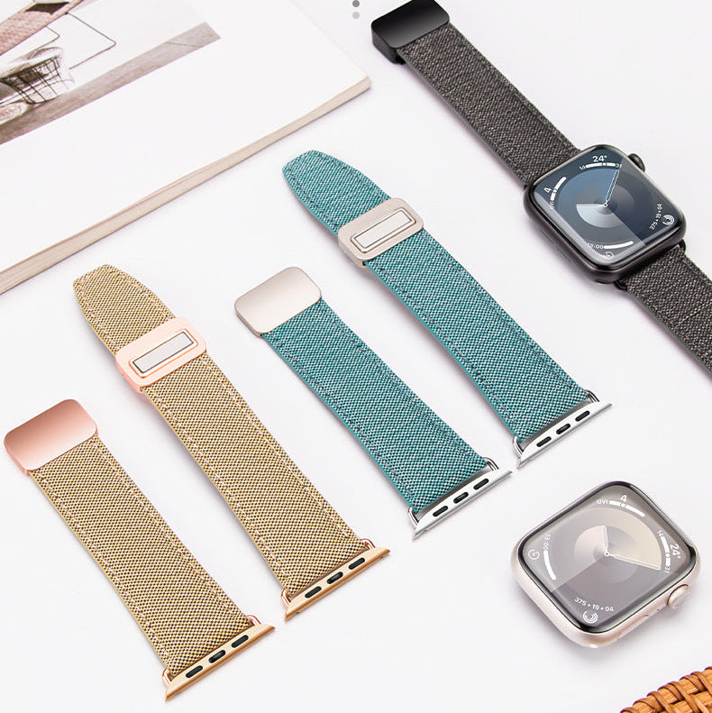 Bracelet Apple Watch toile denim magnétique — Le Denim