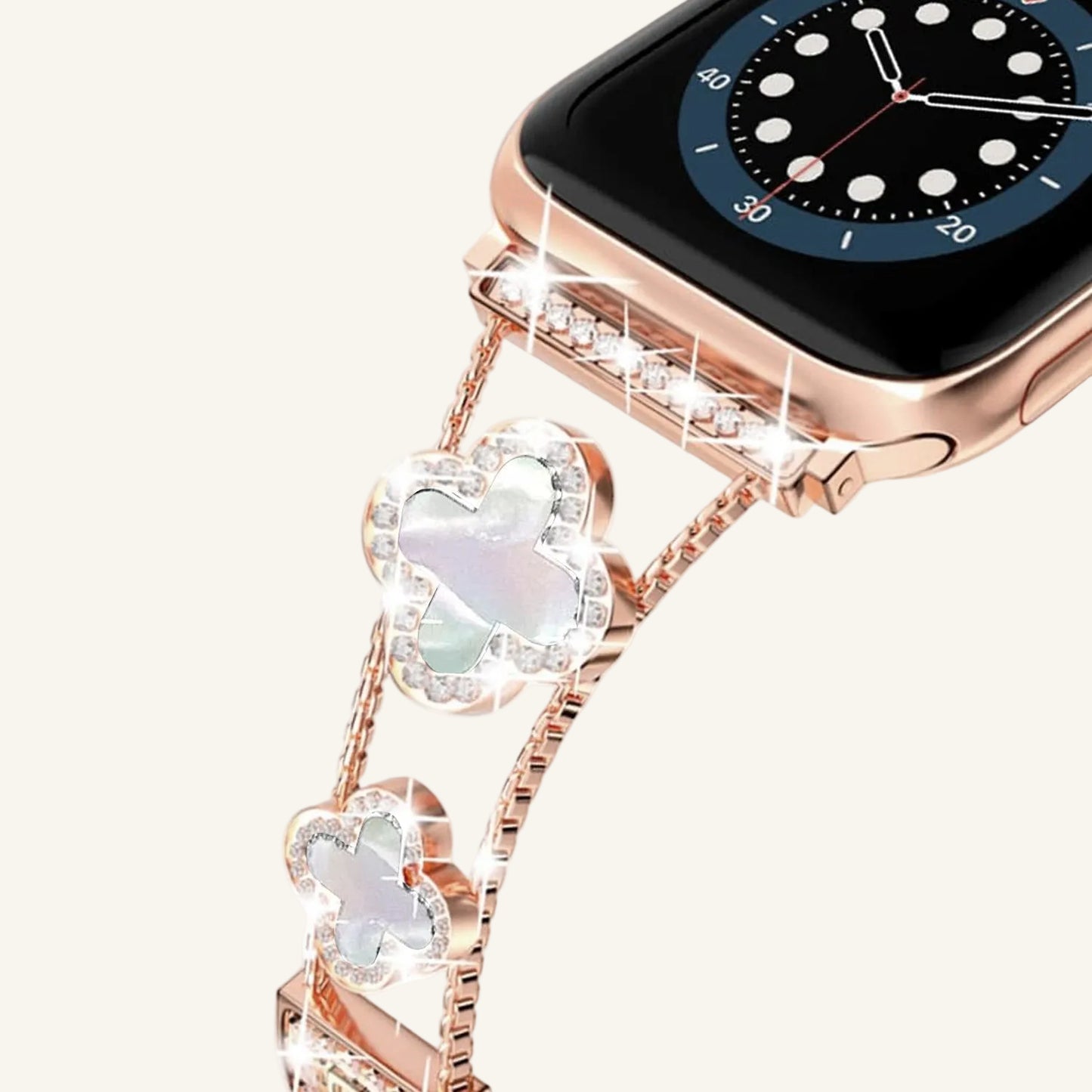 Bracelet Apple Watch trèfle nacre argent femme