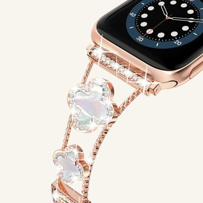 Bracelet Apple Watch trèfle nacre argent femme