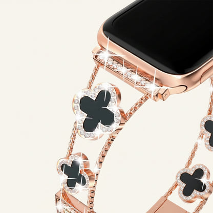 Bracelet Apple Watch trèfle nacre doré femme