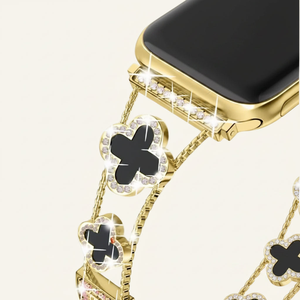 Bracelet Apple Watch trèfle nacre coquille d'ormeau irisée
